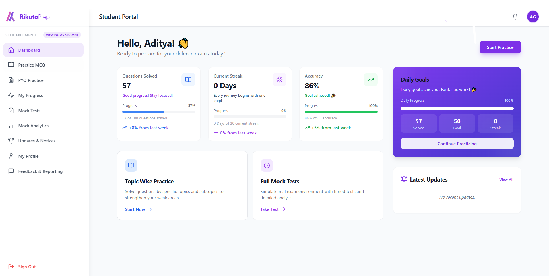 Student Portal Dashboard